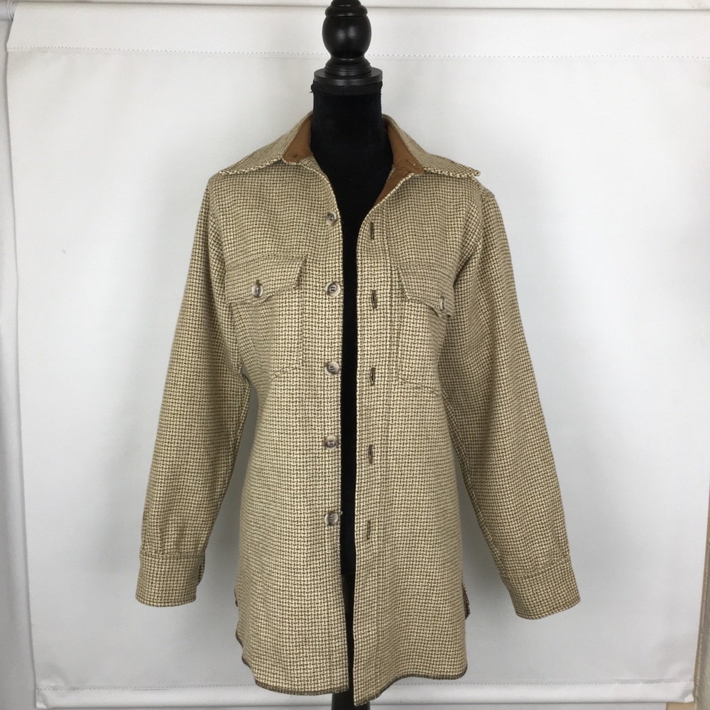 Vintage Orvis Wool Button-up Shirt Women’s Size Small Cream & Brown